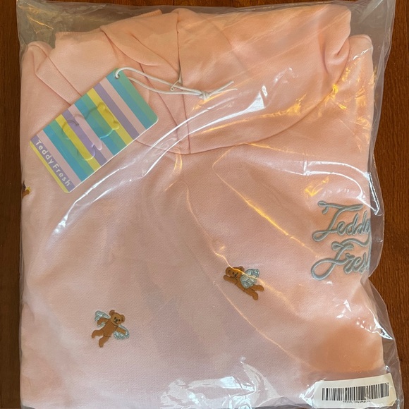 Teddy Fresh Angel Bears Hoodie Sweatshirt Pink Unisex Size 2XL - Picture 2 of 2